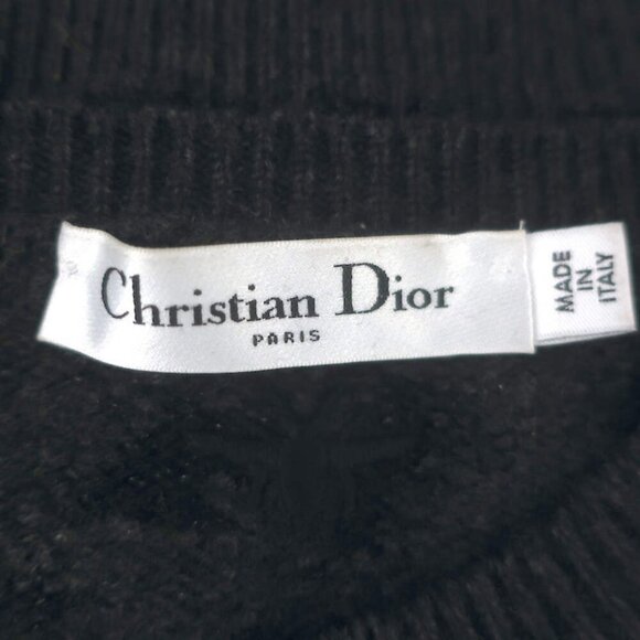 Christian Dior Metallic Leopard Print Cardigan Charcoal Cashmere-Blend Size US 6 - Picture 6 of 7
